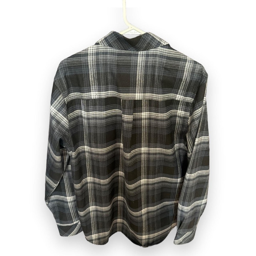 Zero Foxtrot Mens Large gray and white plaid button-up flannel shirt camo-print - Picture 6 of 6